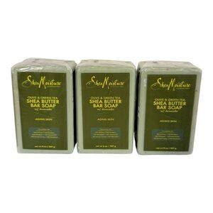 3 X Shea Moisture Olive & Green Tea Shea Butter Bar Soap Avocado Aging Skin 8 oz